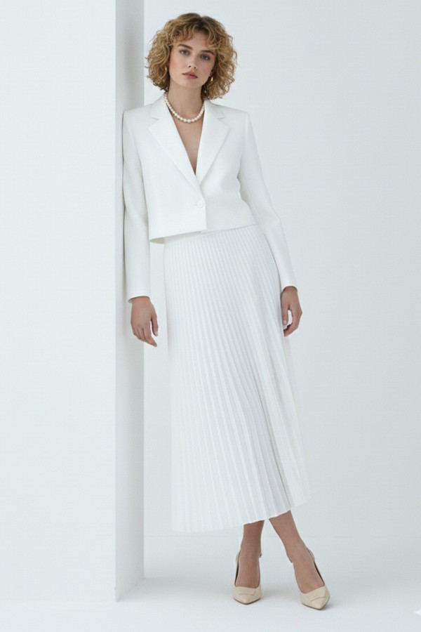 Piliseli Etek Beyaz 4560