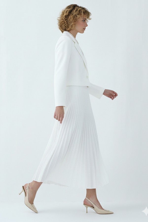 Piliseli Etek Beyaz 4560