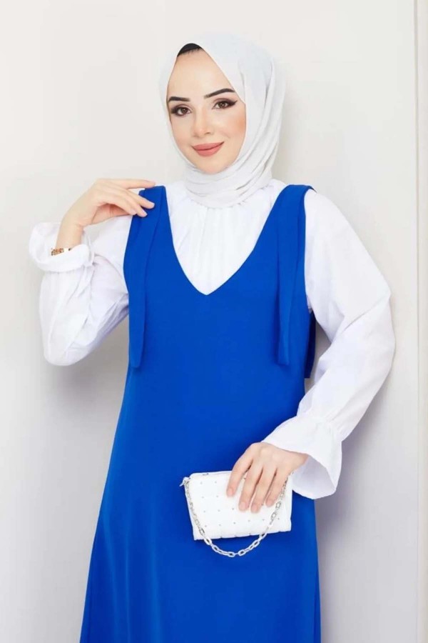 Gömlek + Ji̇le Elbi̇se Saks Mavisi 4678 Gömlek + Ji̇le Elbi̇se Saks Mavisi 4678