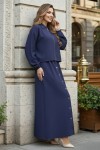 Fermuar Ceketli Elbise Takım İndigo 4807