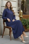 Fermuar Ceketli Elbise Takım İndigo 4807