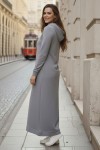 Kapüşonlu Basic Elbise Gri 5042