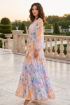Desenli Tesettür Elbise Sarı 577