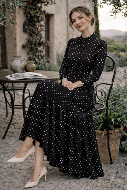 Puantiye Desenli Tesettür Elbise 586 Siyah Puantiye Desenli Tesettür Elbise 586 Siyah