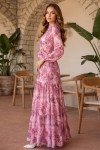 Desenli Tesettür Jessica Elbise B588 Pembe
