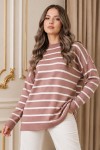 Çizgili Triko Tunik R6038 Gül Kurusu