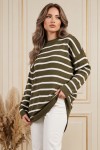 Çizgili Triko Tunik R6038 Haki