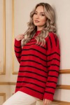 Çizgili Triko Tunik R6038 Kırmızı