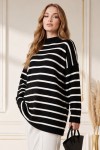 Çizgili Triko Tunik R6038 Siyah