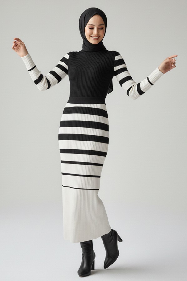 Balıkçı Yaka Triko Elbise Siyah 6041 Balıkçı Yaka Triko Elbise Siyah 6041