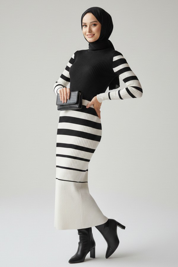 Balıkçı Yaka Triko Elbise Siyah 6041 Balıkçı Yaka Triko Elbise Siyah 6041