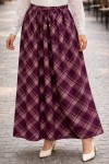 Beli Lastikli Ekose Etek A60684 Mor