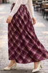 Beli Lastikli Ekose Etek A60684 Mor