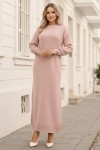  İnci Detaylı Triko Elbise Pudra 6079