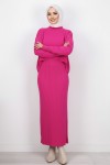  İnci Detaylı Jile Triko Takım Fuşya 6109
