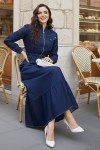 Beli Bağcıklı Cepli Kot Elbise Lacivert 6116
