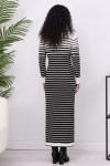 Balıkçı Yaka Çizgili Triko Elbise Ekru 6143 Balıkçı Yaka Çizgili Triko Elbise Ekru 6143