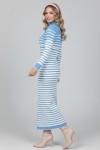  Balıkçı Yaka Çizgili Triko Elbise Mavi 6143