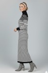 Balıkçı Yaka Çizgili Triko Elbise Siyah 6143 Balıkçı Yaka Çizgili Triko Elbise Siyah 6143