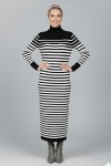 Balıkçı Yaka Çizgili Triko Elbise Siyah 6143 Balıkçı Yaka Çizgili Triko Elbise Siyah 6143