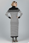 Balıkçı Yaka Çizgili Triko Elbise Siyah 6143 Balıkçı Yaka Çizgili Triko Elbise Siyah 6143