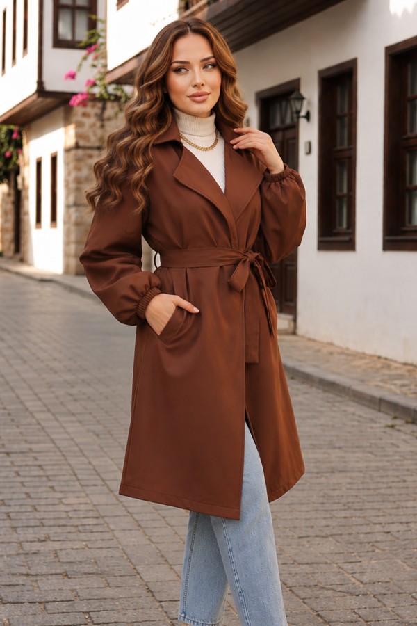 Kuşaklı Trençkot Kahverengi 61533 Kuşaklı Trençkot Kahverengi 61533
