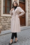  Çizgili Trençkot Bej 61673