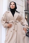 Çizgili Trençkot Bej 61673 Çizgili Trençkot Bej 61673