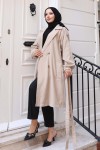 Çizgili Trençkot Bej 61673 Çizgili Trençkot Bej 61673