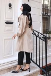 Çizgili Trençkot Bej 61673 Çizgili Trençkot Bej 61673