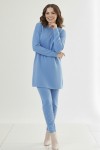  Taş Detaylı Triko Takım Mavi 6205