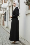 Cepleri Boncuk Detaylı Kot Elbise Siyah 6804 Cepleri Boncuk Detaylı Kot Elbise Siyah 6804