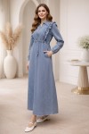 Fırfır Detaylı Kot Elbise Mavi 6808 Fırfır Detaylı Kot Elbise Mavi 6808