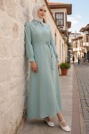  Boncuk Detaylı Elbise Mint Yeşili 6809