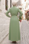  Boncuk Detaylı Elbise Yeşil 6809