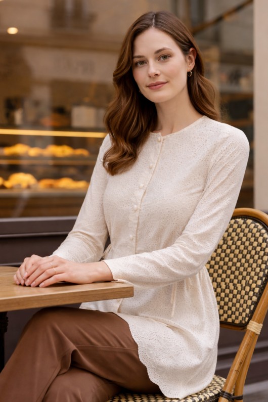 Yandan Bağlamalı Fisto Gömlek A7015 Krem