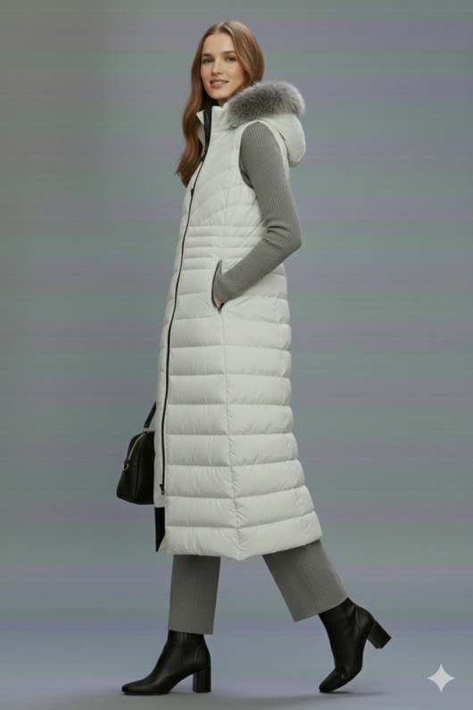 Uzun Şişme Yelek K9184 Taş Rengi Uzun Şişme Yelek K9184 Taş Rengi