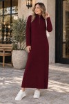 Fitilli Triko Elbise K3005 Bordo