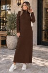 Fitilli Triko Elbise K3005 Kahverengi Fitilli Triko Elbise K3005 Kahverengi
