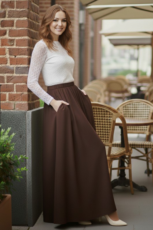 Beli Lastikli Double Etek M213 Kahverengi