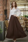 Beli Lastikli Double Etek M213 Kahverengi Beli Lastikli Double Etek M213 Kahverengi