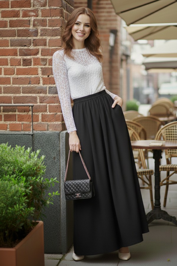 Beli Lastikli Double Etek M213 Siyah