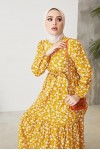 400 Papatya Desen Elbise Sarı