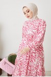  Zebra Desen Elbise Fuşya 401