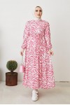  Zebra Desen Elbise Fuşya 401