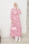  Zebra Desen Elbise Fuşya 401