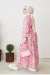  Zebra Desen Elbise Fuşya 401