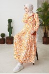  Zebra Desen Elbise Oranj 401