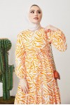  Zebra Desen Elbise Oranj 401