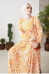  Zebra Desen Elbise Oranj 401
